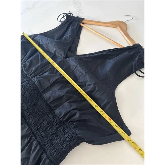 Old Navy Dress Womens XL Black‎ Maxi Sleeveless V Neck Tie Shoulder Smocked NWT - Picture 8 of 13